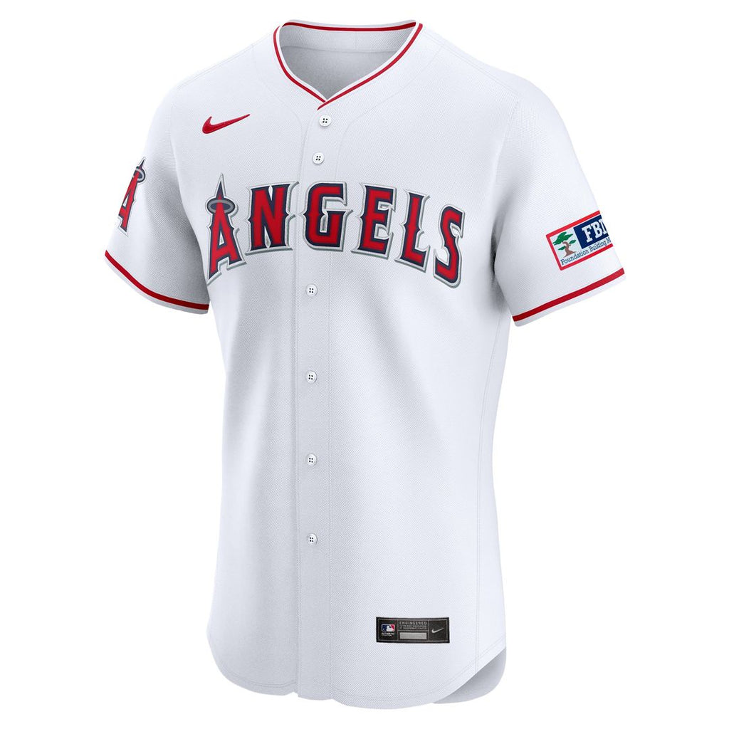 Men's Los Angeles Angels White Home Elite Patch Jersey