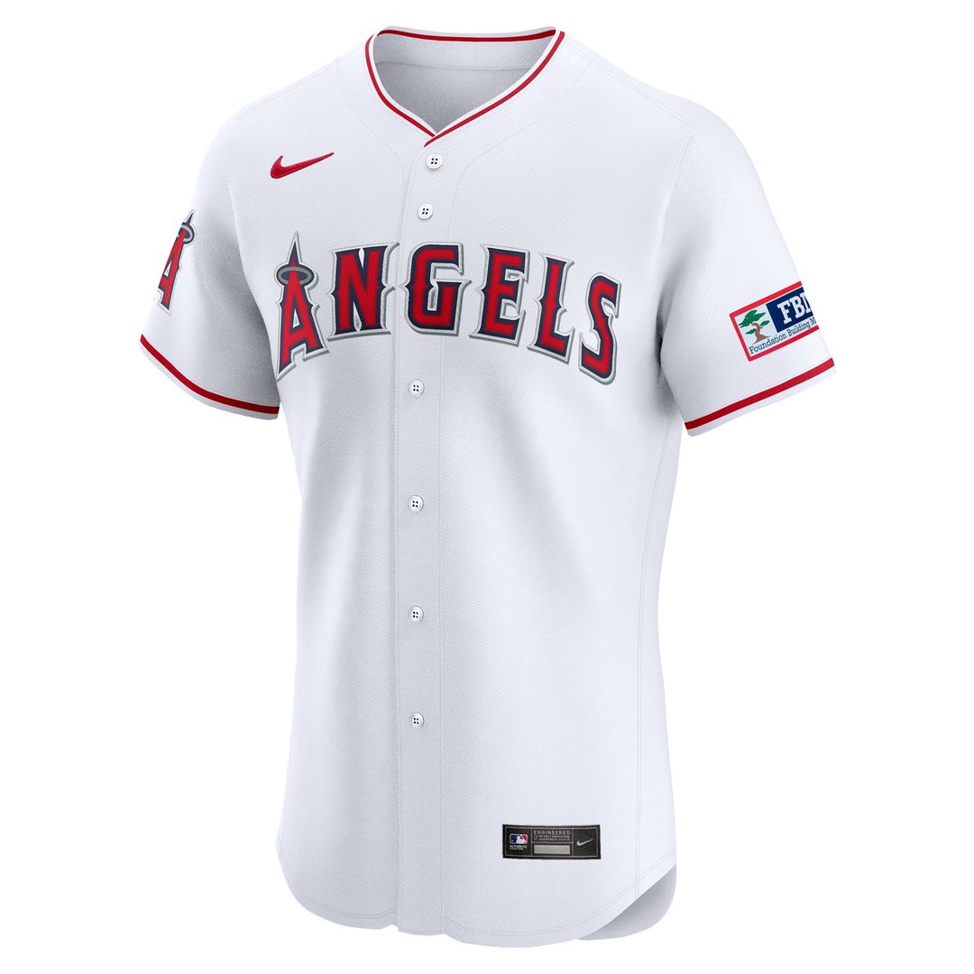 Men's Los Angeles Angels White Home Elite Patch Jersey