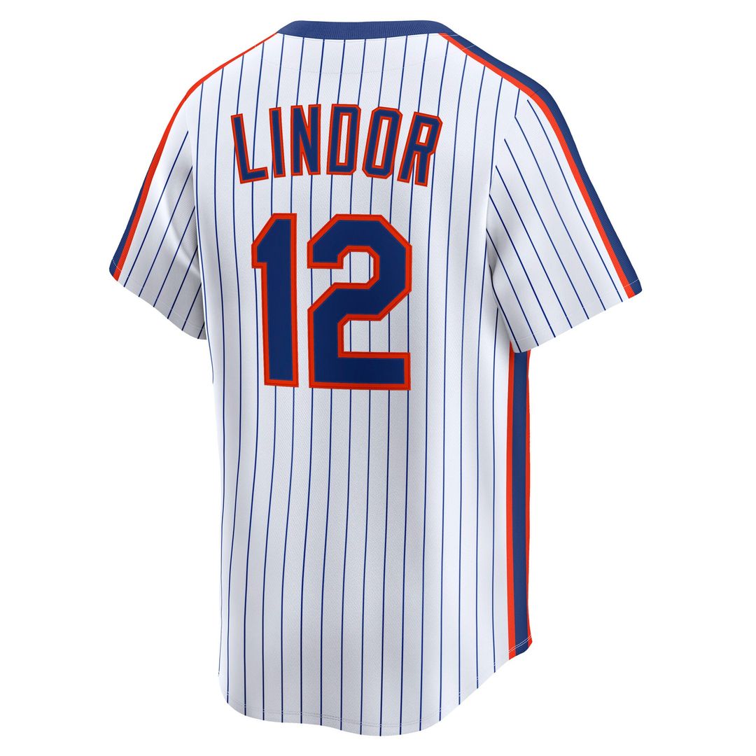 Men's New York Mets Francisco Lindor White Throwback Jersey