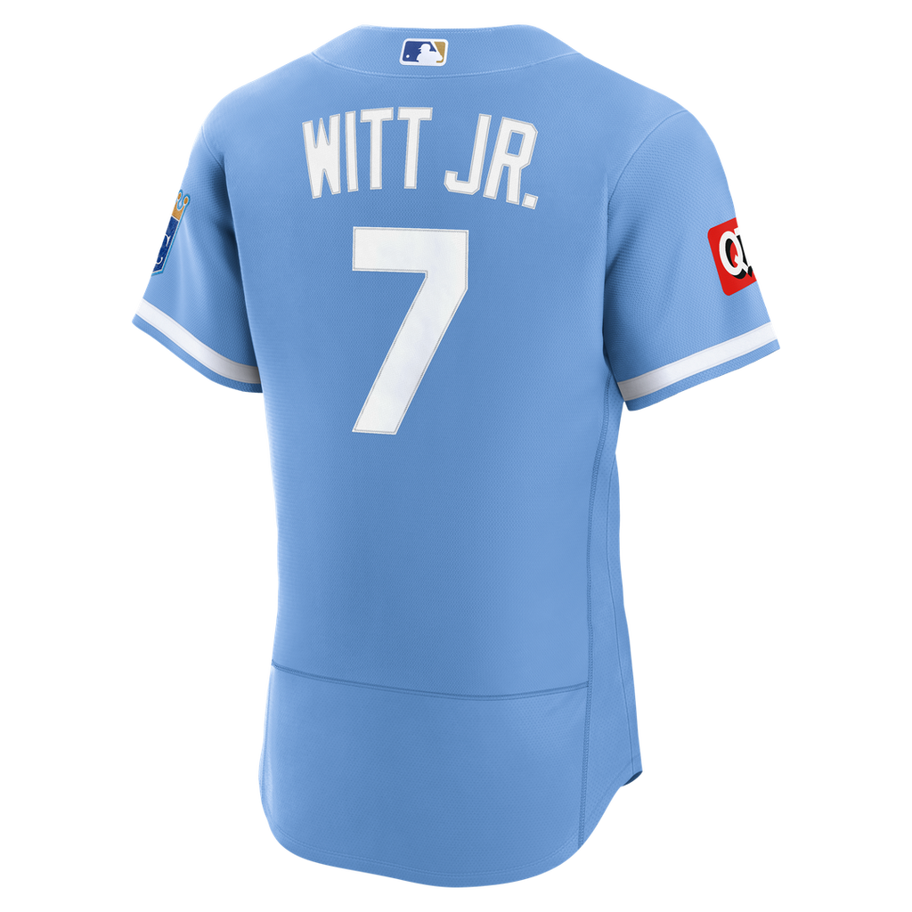 Men's Kansas City Royals Bobby Witt Jr. Light Blue Alternate Sponsor Patch Jersey