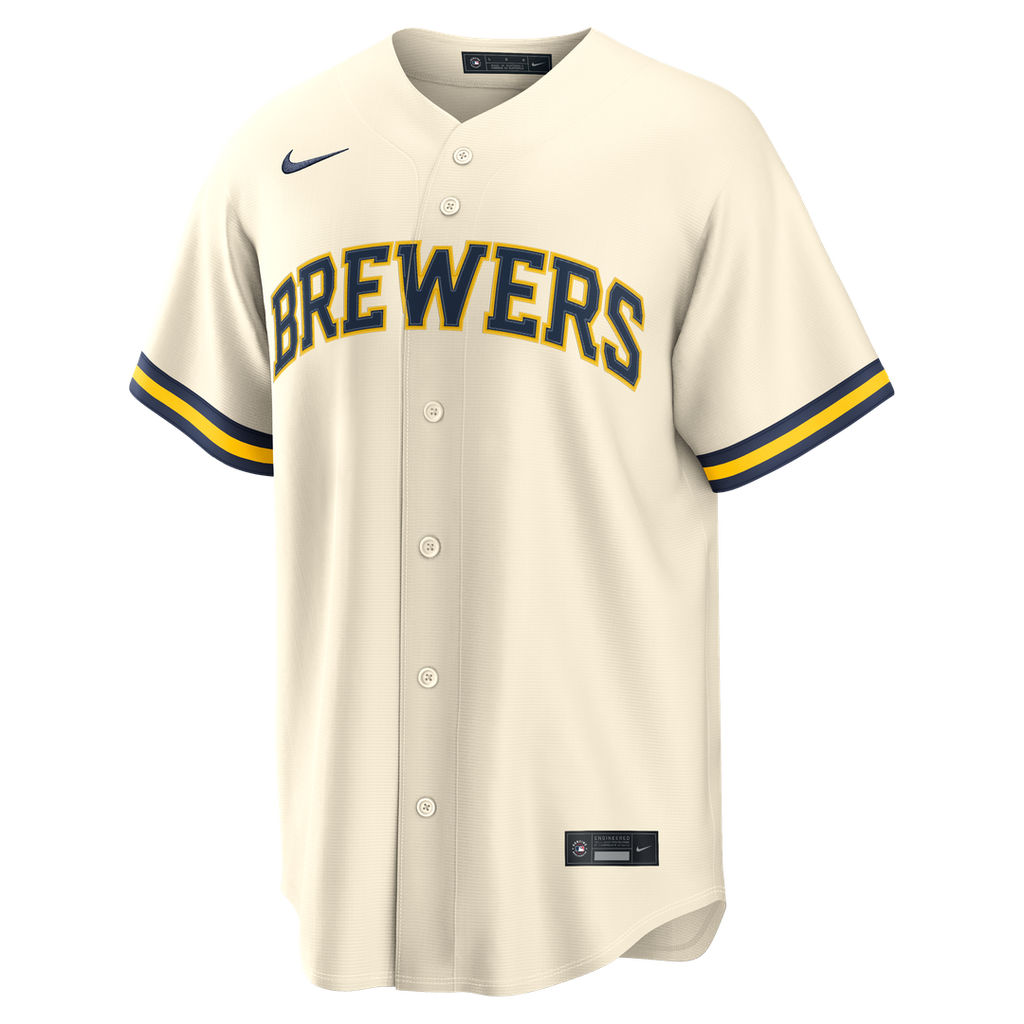 Men's Milwaukee Brewers Jackson Chourio Cream Home Replica Jersey