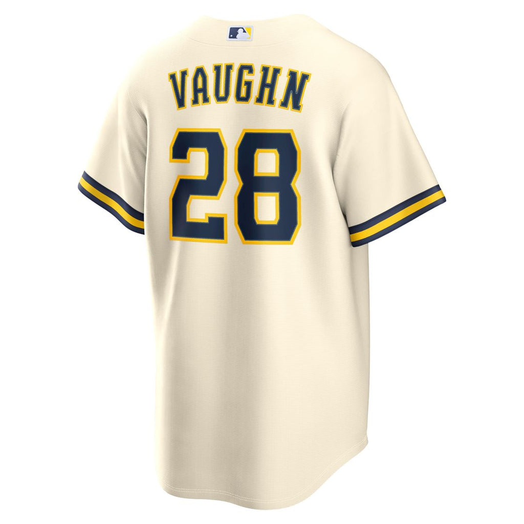 Men's Milwaukee Brewers Andrew Vaughn Cream Home Replica Jersey