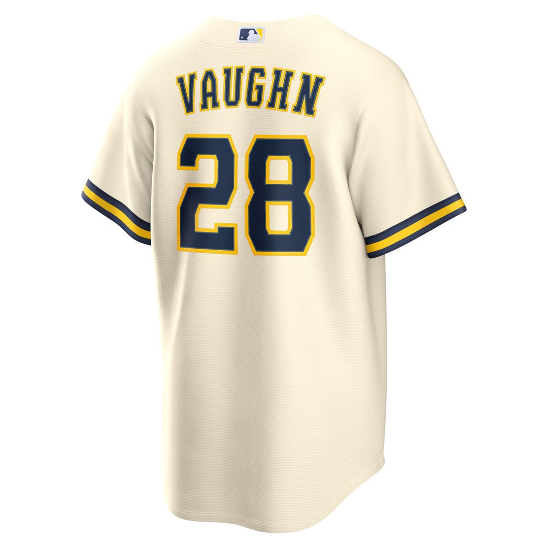 Men's Milwaukee Brewers Andrew Vaughn Cream Home Replica Jersey