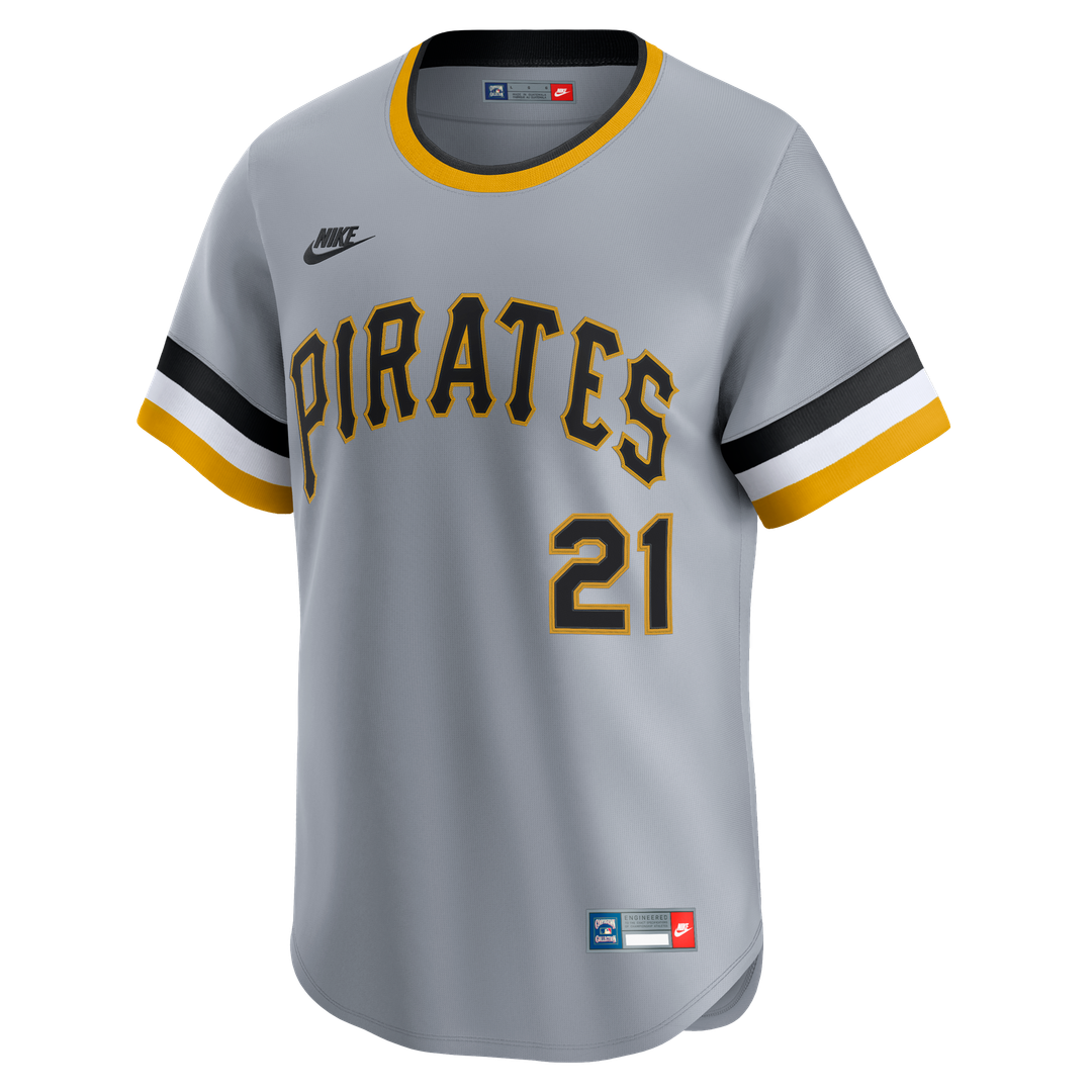 Men's Pittsburgh Pirates Roberto Clemente Gray Throwback Jersey