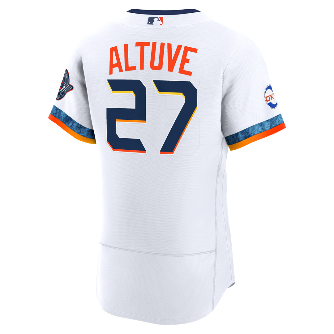 Men's Houston Astros Jose Altuve White City Connect Sponsor Patch Jersey