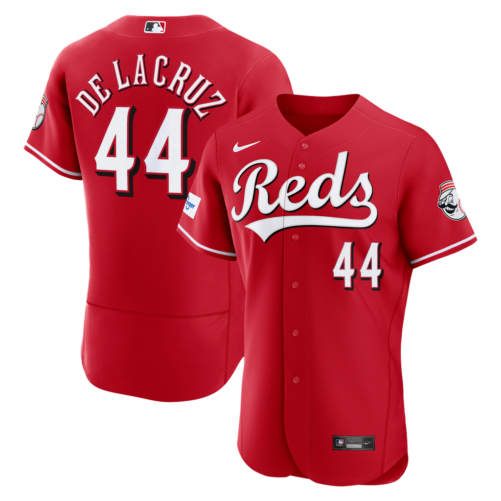 Men's Cincinnati Reds Elly De La Cruz White Home Sponsor Patch Jersey