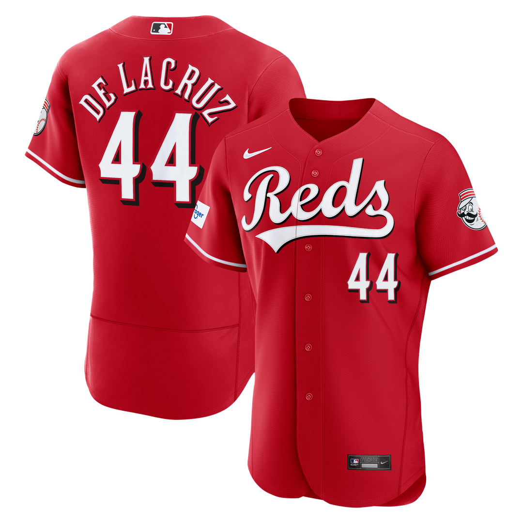 Men's Cincinnati Reds Elly De La Cruz White Home Sponsor Patch Jersey