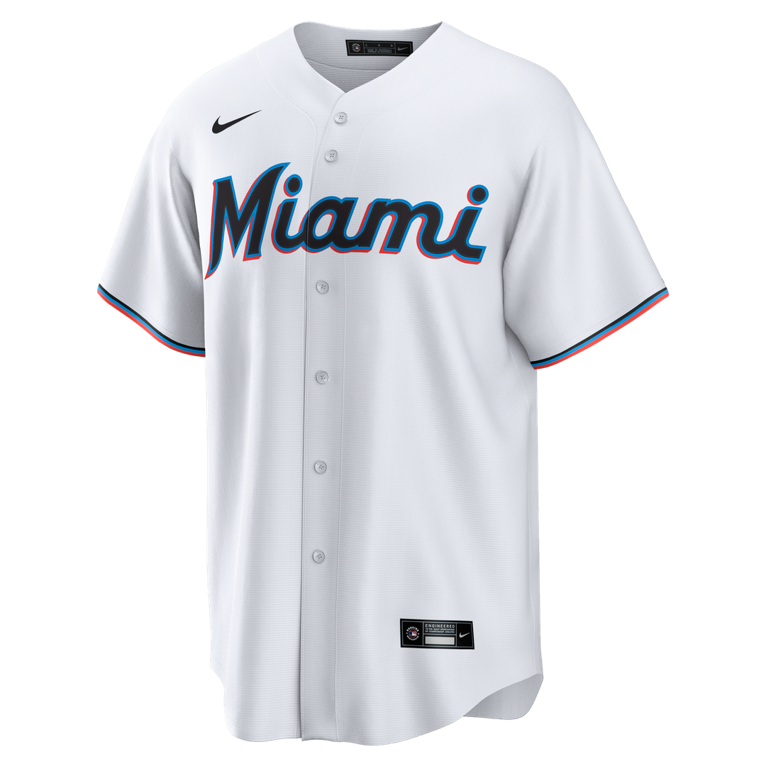Men's Miami Marlins Griffin Conine White Home Replica Jersey