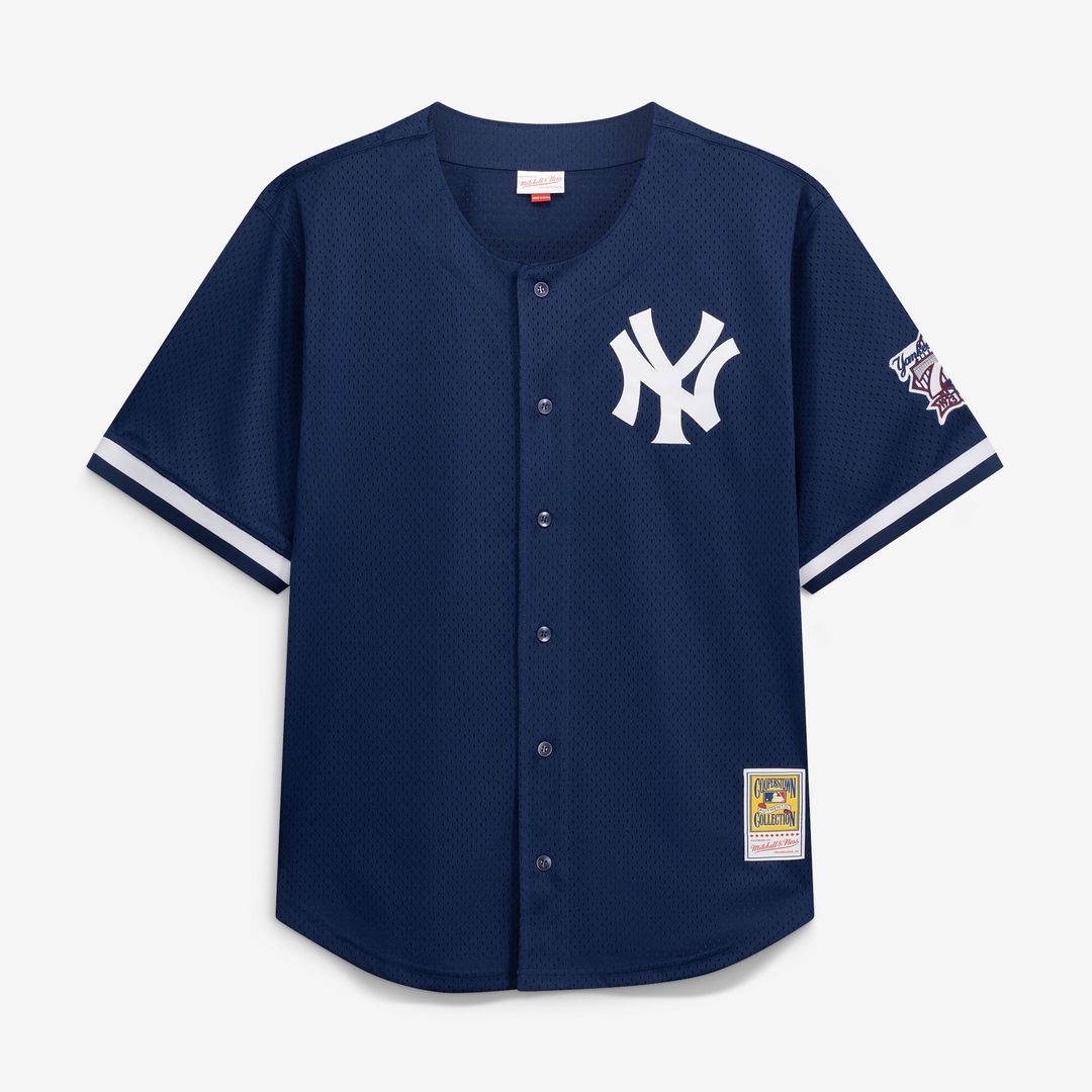 Men's New York Yankees Derek Jeter Navy Mesh Batting Practice Button-Up Jersey