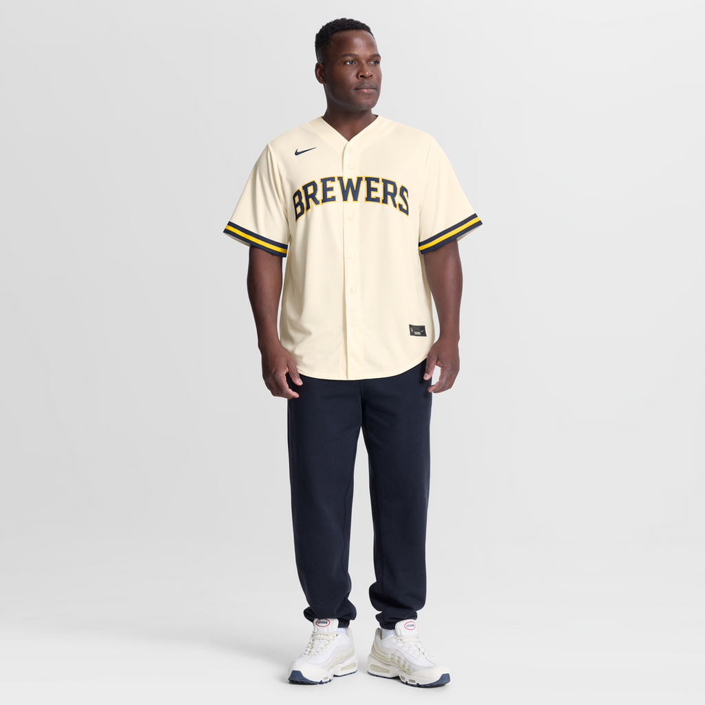 Men's Milwaukee Brewers Dustin May Cream Home Replica Jersey