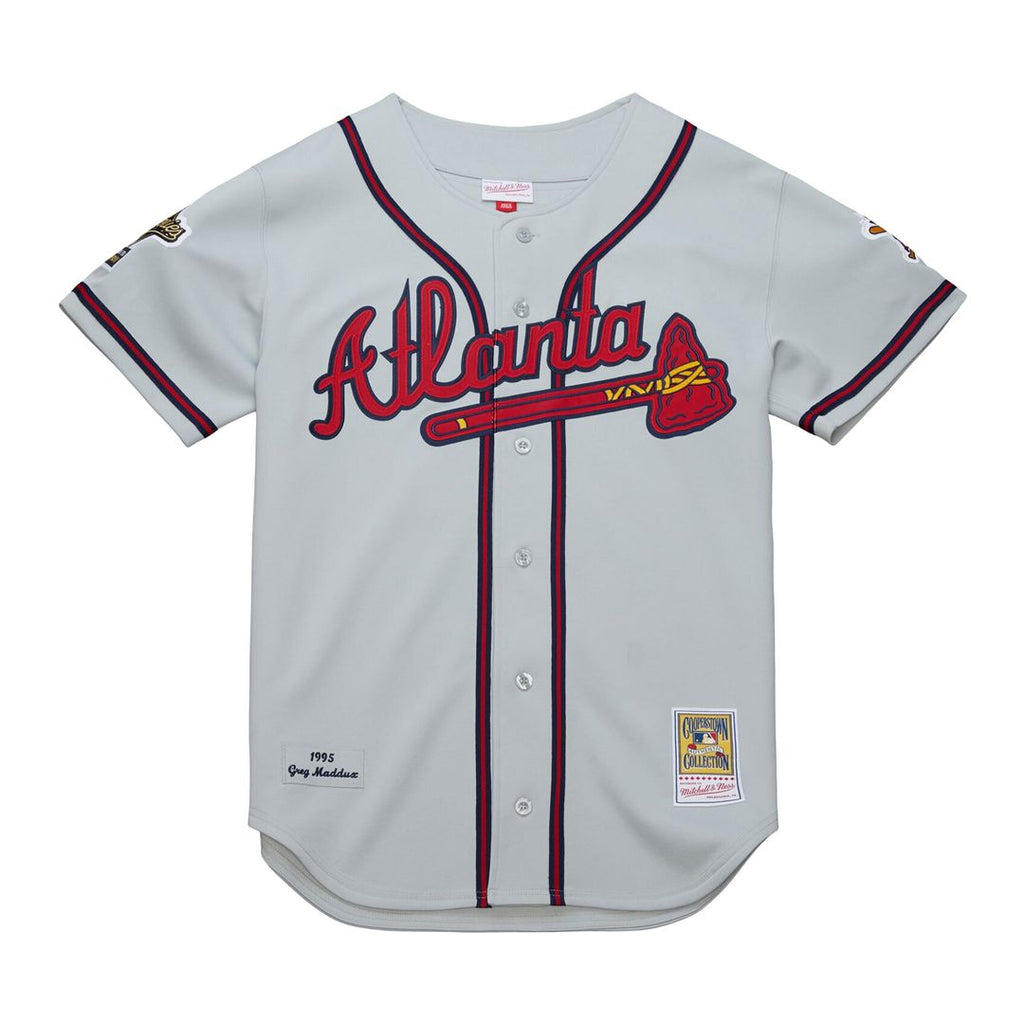 Men's Atlanta Braves Greg Maddux Gray 1995 Throwback Jersey
