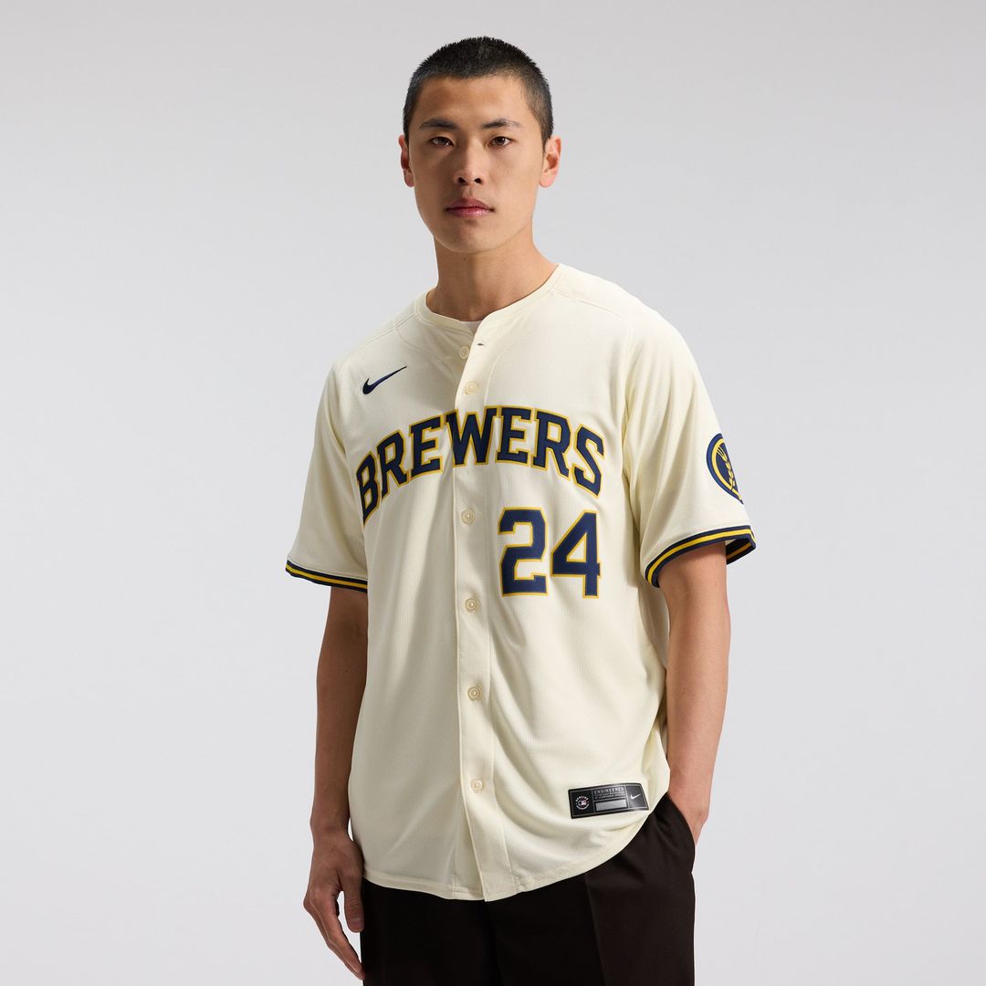 Men's Milwaukee Brewers William Contreras Cream Home Player Jersey