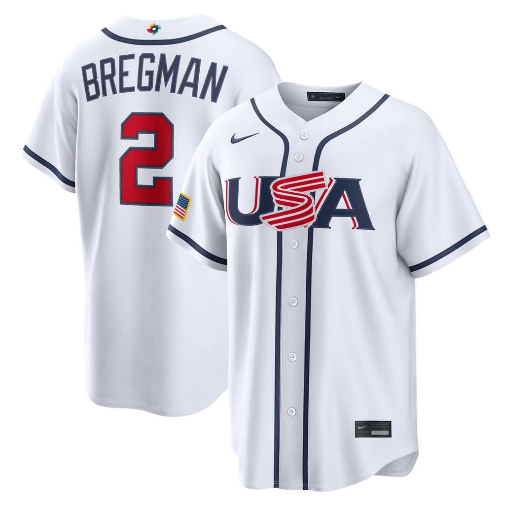 Men's USA Baseball Alex Bregman White 2026 World Baseball Classic Home Stadium Jersey