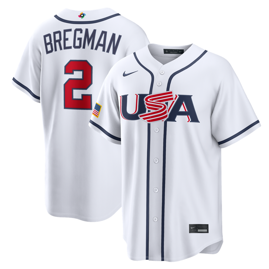 Men's USA Baseball Alex Bregman White 2026 World Baseball Classic Home Stadium Jersey