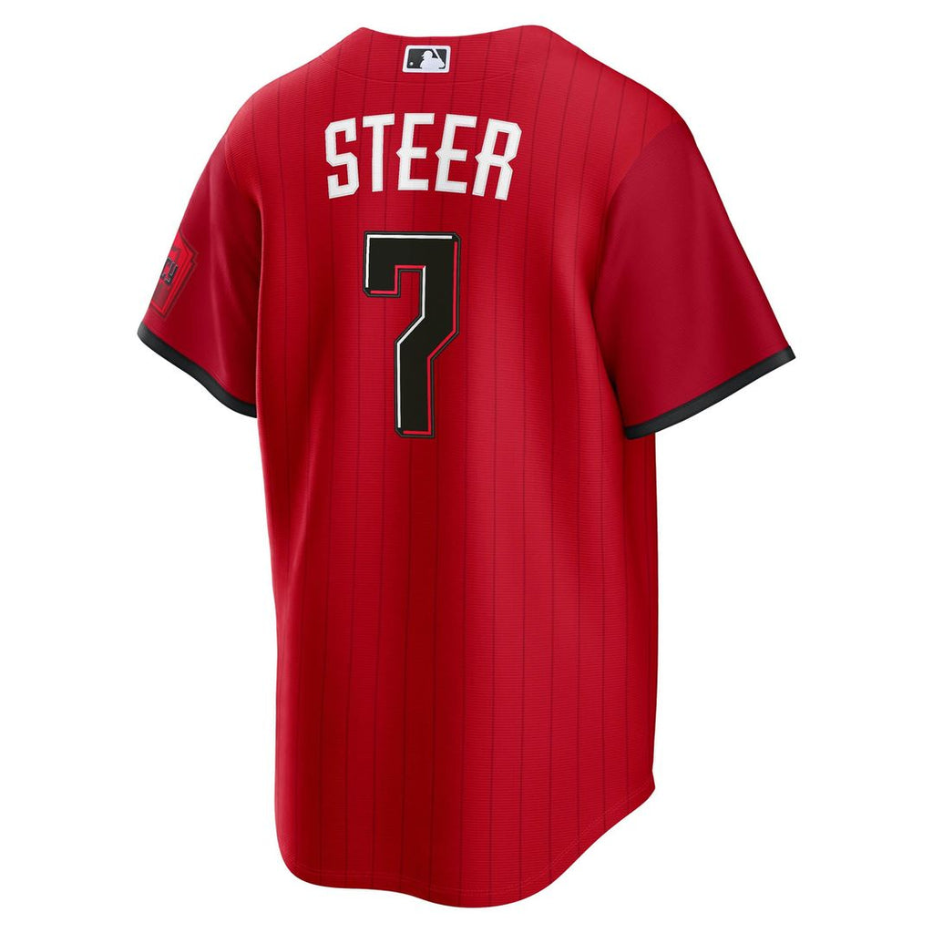 Men's Cincinnati Reds Spencer Steer Red 2026 City Connect Stadium Jersey