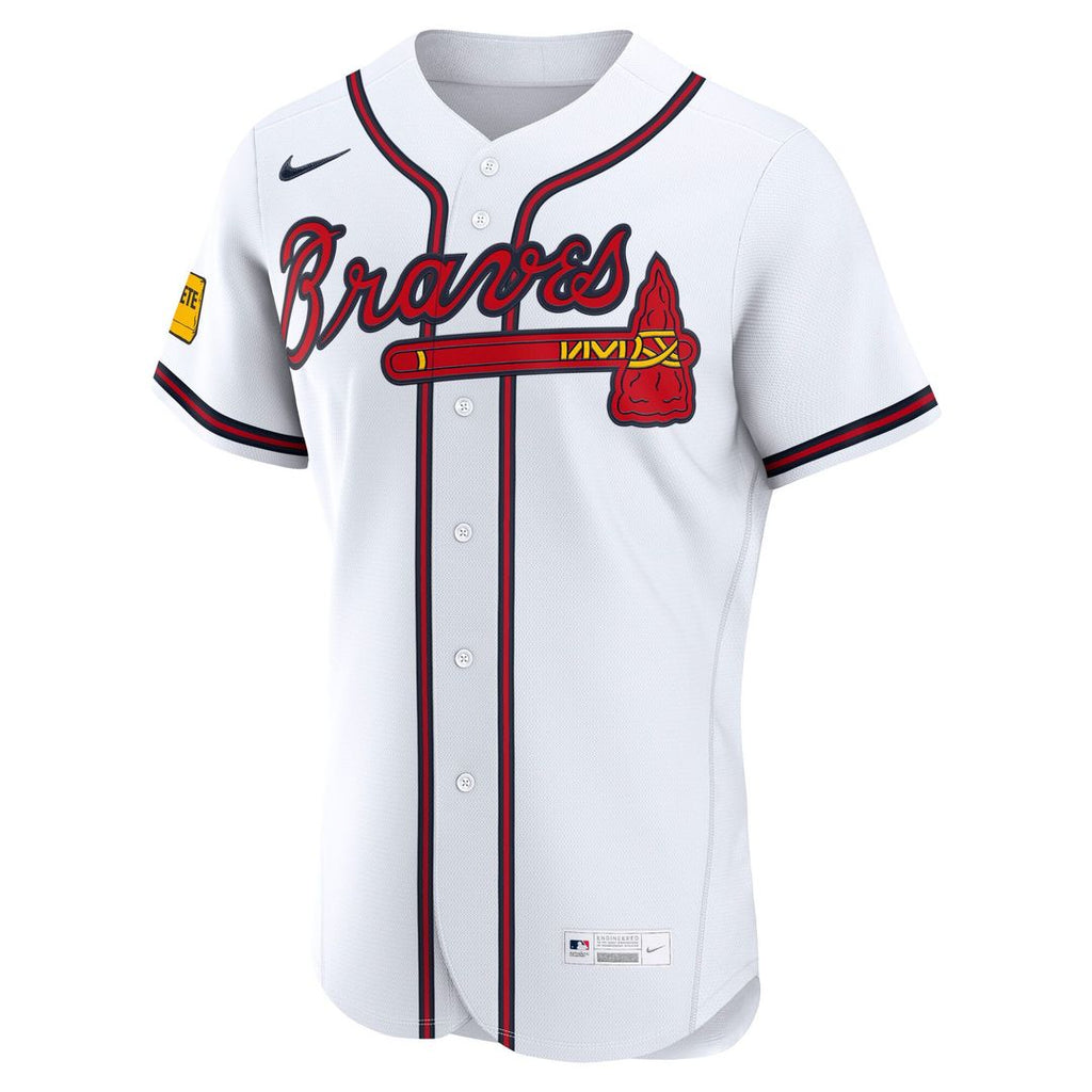 Men's Atlanta Braves White Home Sponsor Patch Jersey