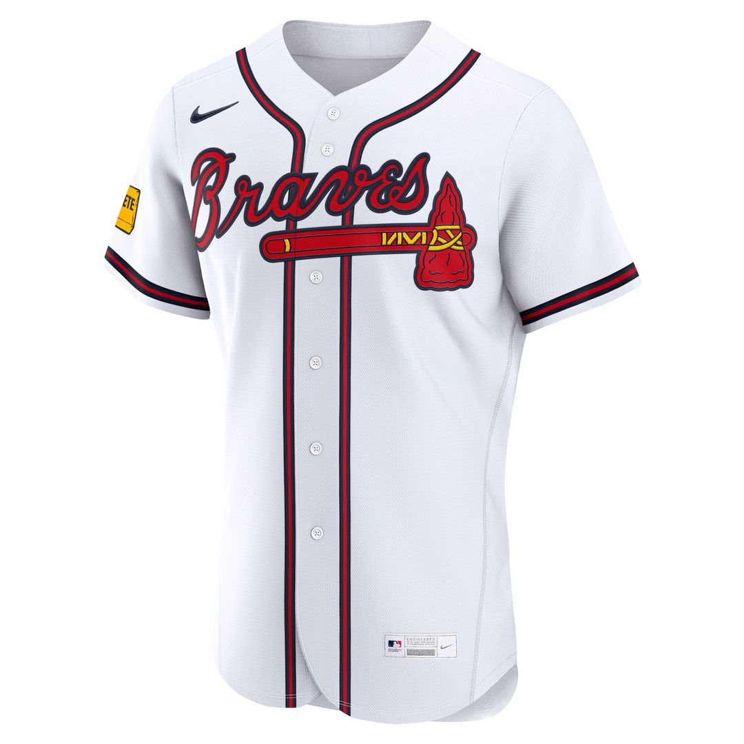 Men's Atlanta Braves White Home Sponsor Patch Jersey
