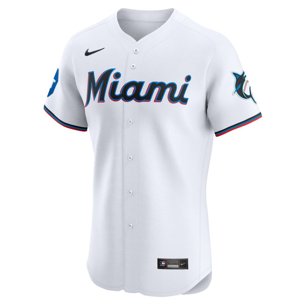 Men's Miami Marlins White Home Elite Patch Jersey