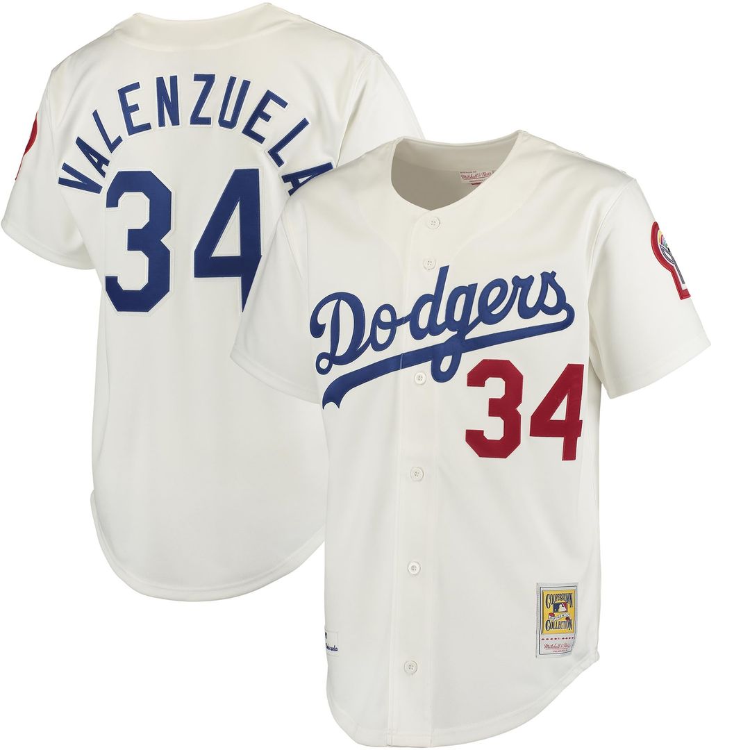Men's Los Angeles Dodgers Fernando Valenzuela Gray Road 1981 Jersey