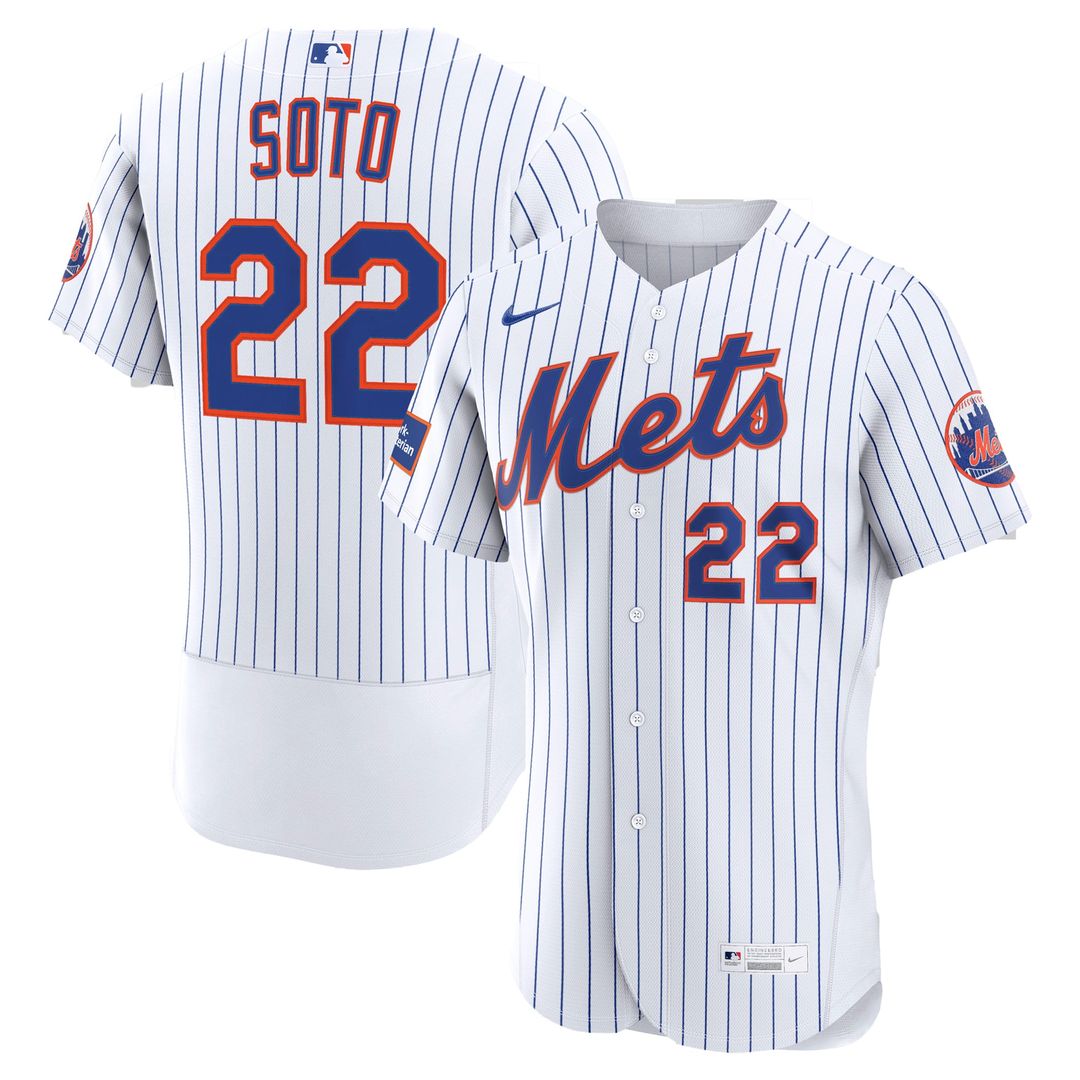 Men's New York Mets Juan Soto White Home Sponsor Patch Jersey