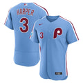 Men's Philadelphia Phillies Bryce Harper Light Blue Alternate Sponsor Patch Jersey