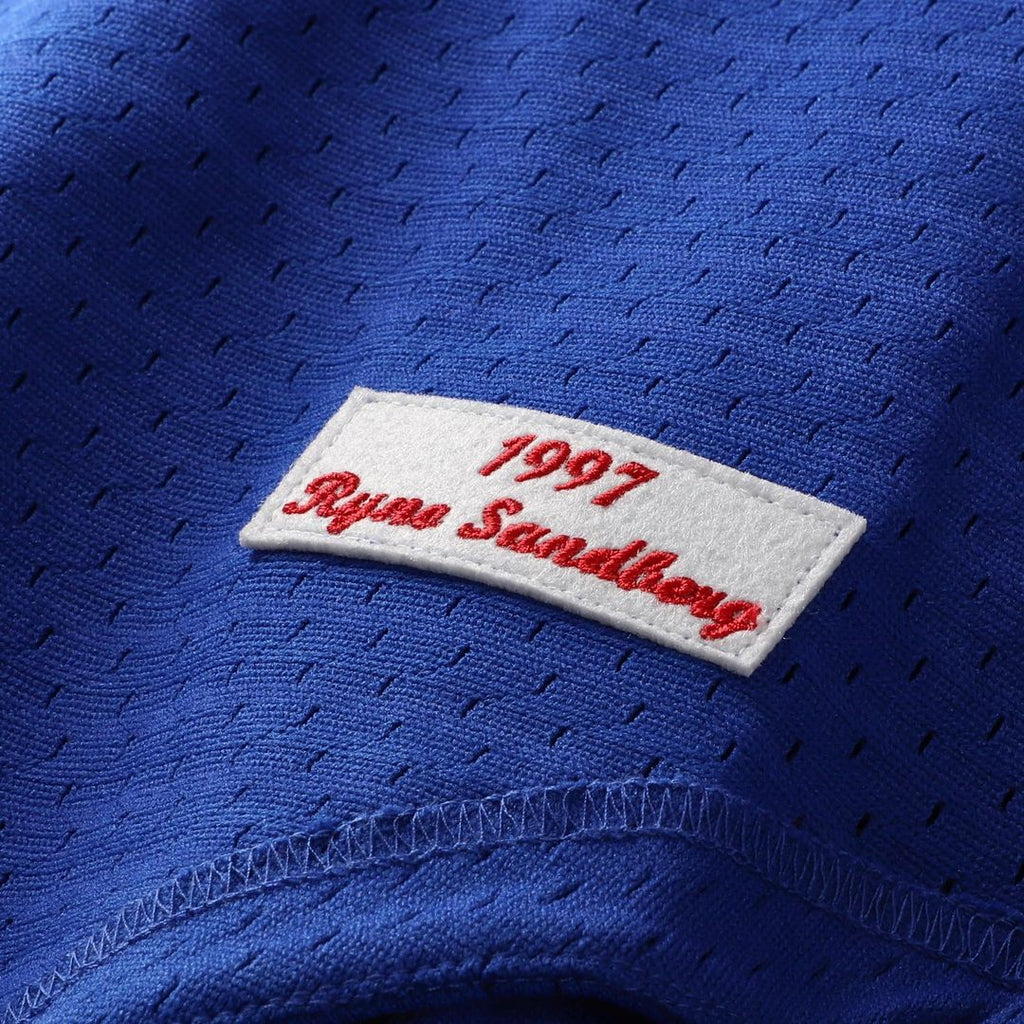 Men's Chicago Cubs Ryne Sandberg Royal 1997 Mesh Batting Practice Button-Up Jersey