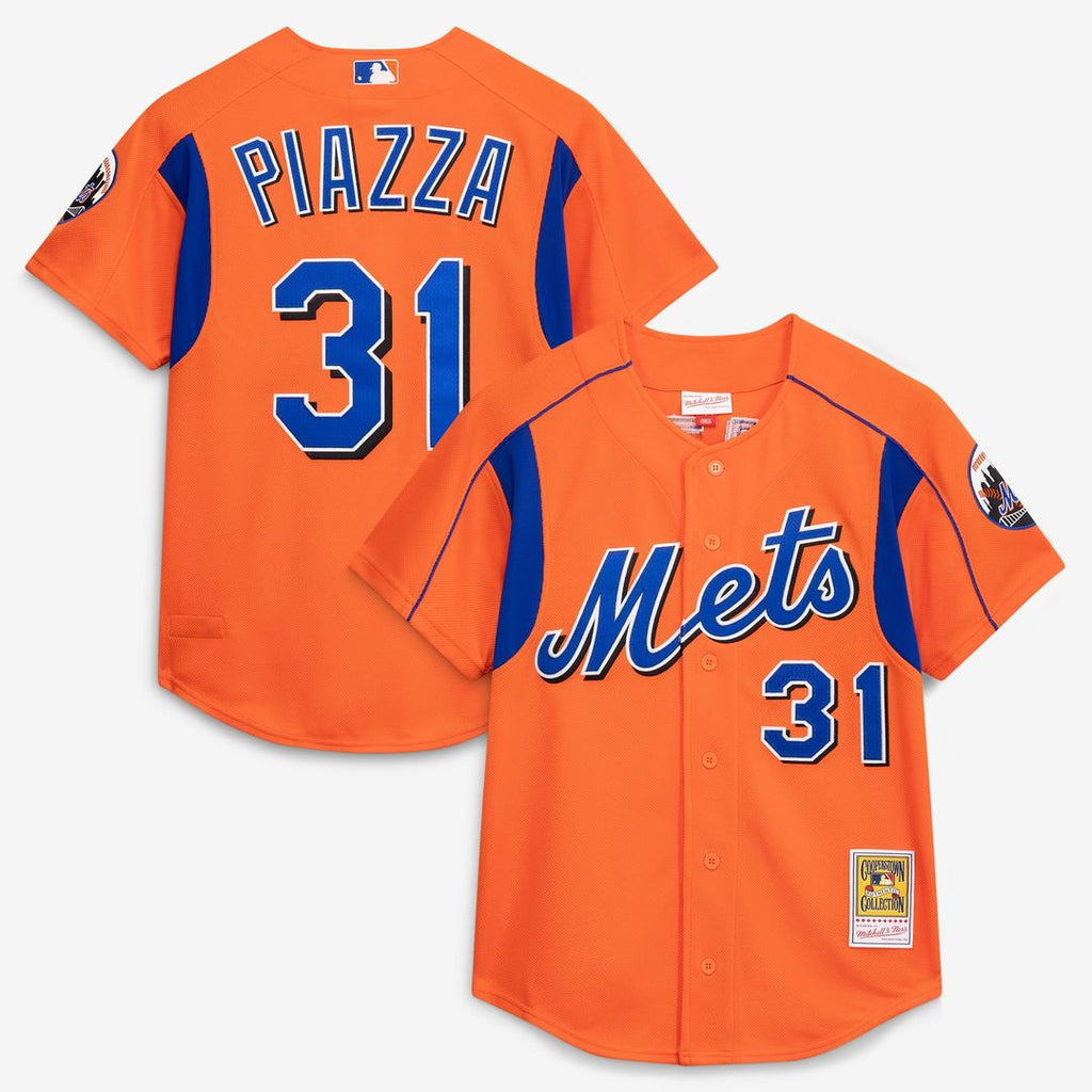Men's New York Mets Mike Piazza Royal Mesh Batting Practice Button-Up Jersey