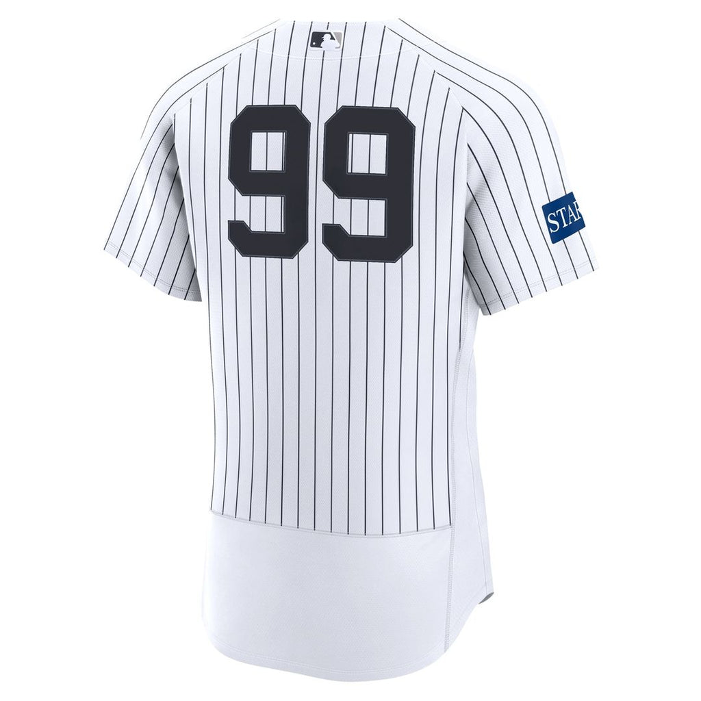 Men's New York Yankees Aaron Judge White Home Sponsor Patch Jersey