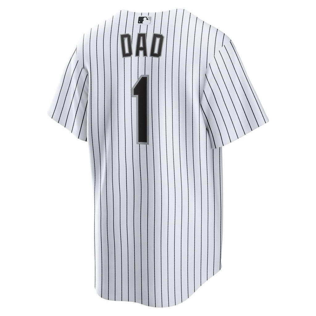 Men's Chicago White Sox White #1 Dad Home Replica Jersey