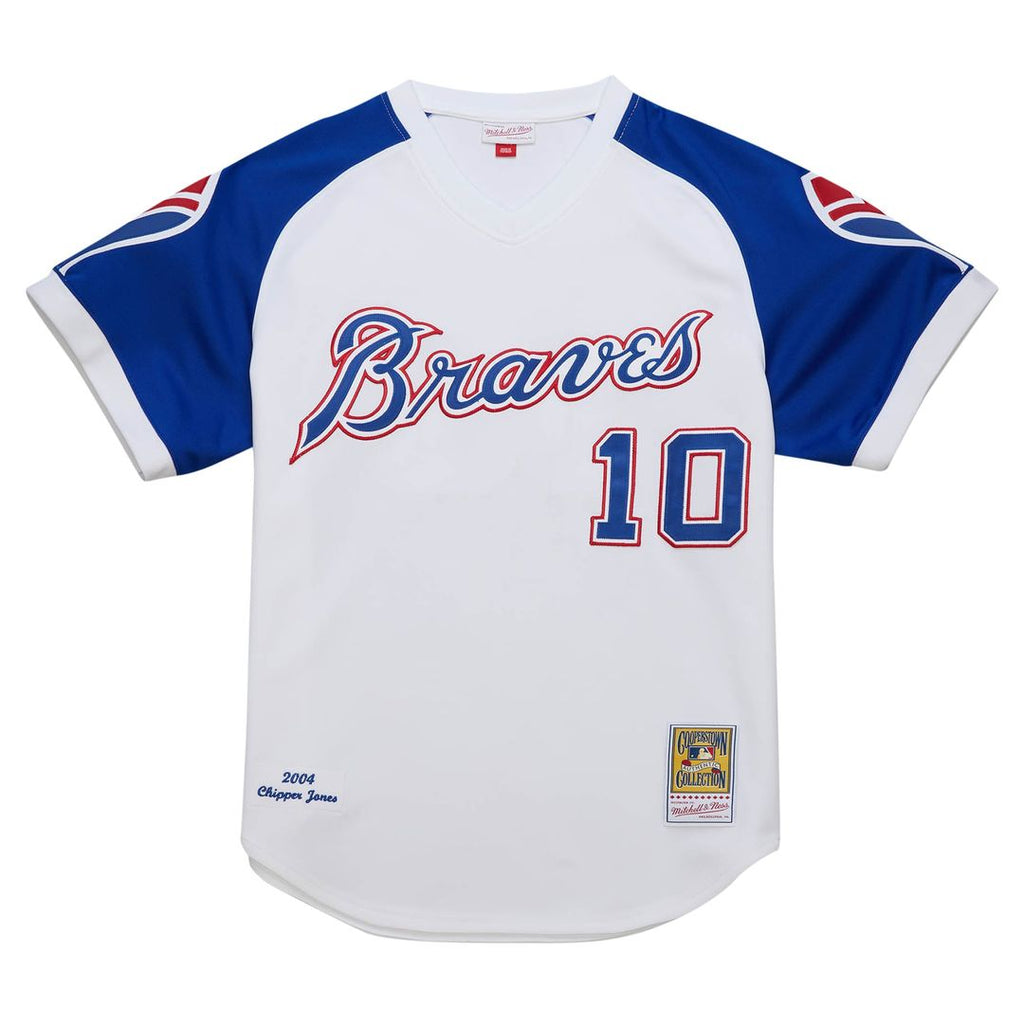 Men's Atlanta Braves Chipper Jones White 2004 Throwback Jersey