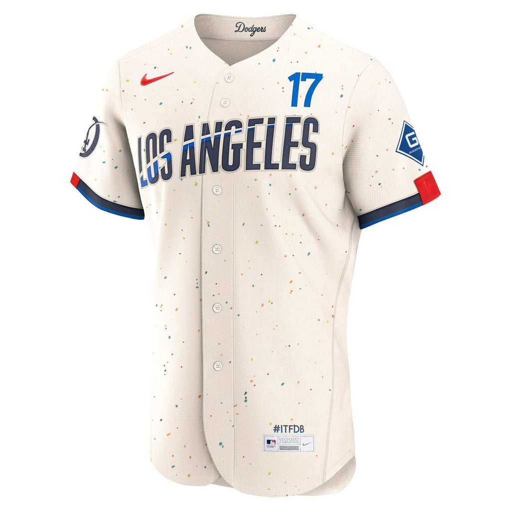 Men's Los Angeles Dodgers Shohei Ohtani Cream City Connect Sponsor Patch Jersey