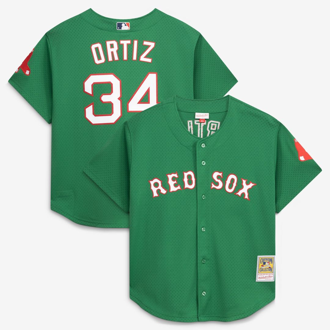 Men's Boston Red Sox David Ortiz Red Mesh Batting Practice Button-Up Jersey