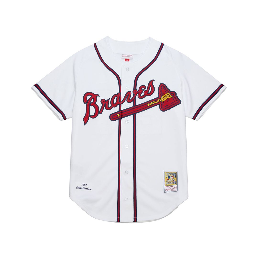 Men's Atlanta Braves Deion Sanders White 1992 Jersey