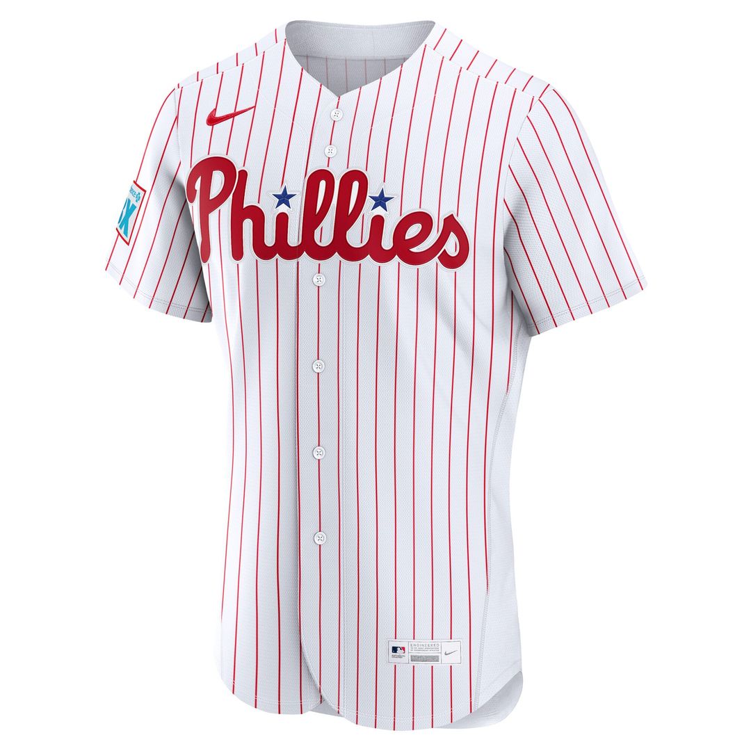 Men's Philadelphia Phillies White Home Sponsor Patch Jersey