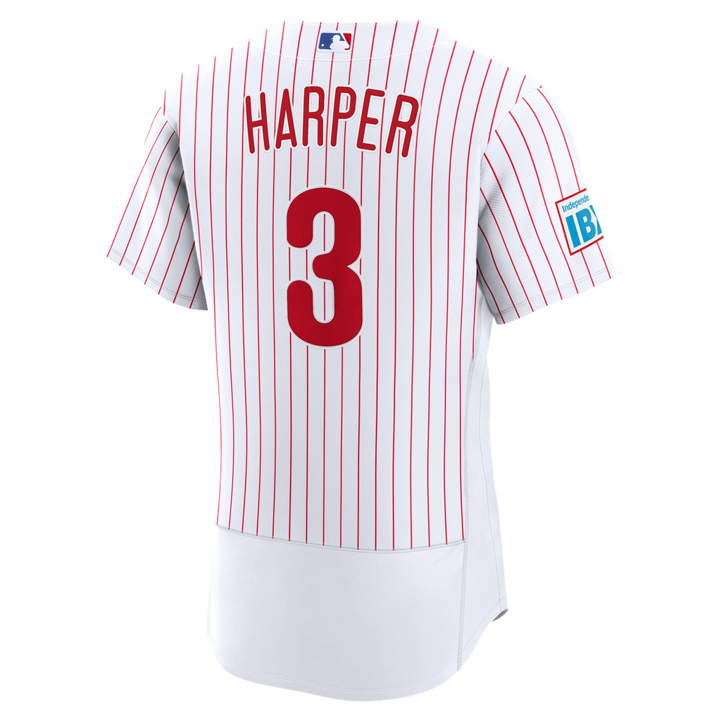 Men's Philadelphia Phillies Bryce Harper White Home Sponsor Patch Jersey