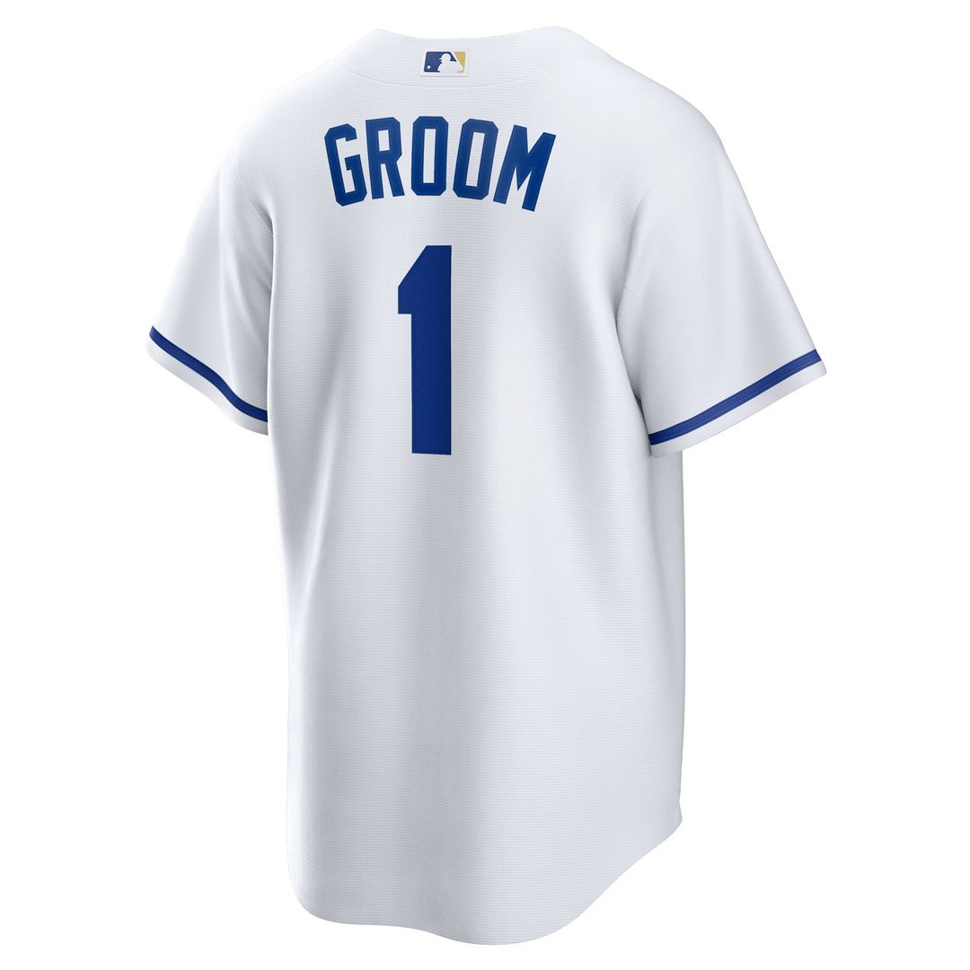 Men's Kansas City Royals White #1 Groom Home Replica Jersey