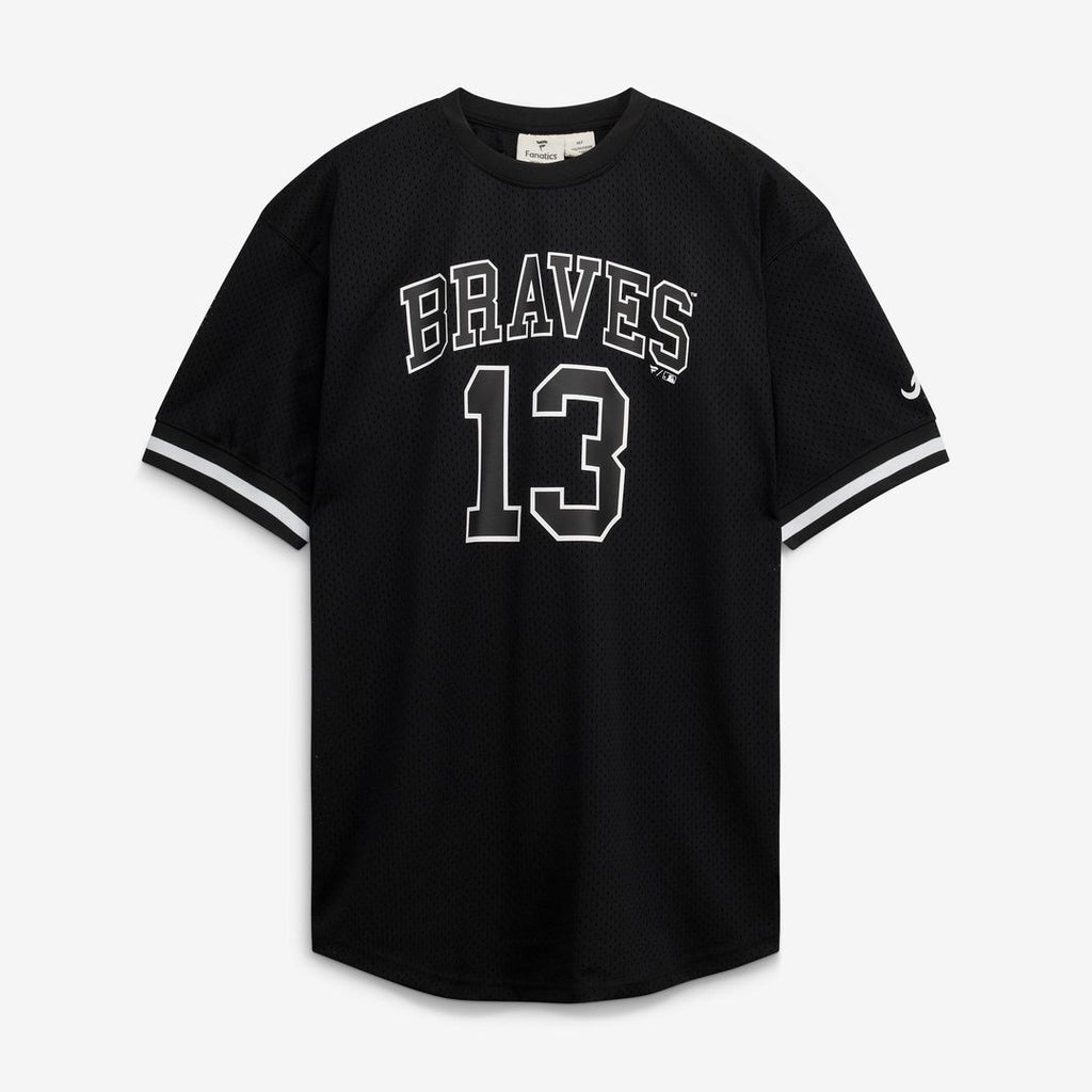 Men's Atlanta Braves Ronald Acuña Jr. Black/White Big & Tall Heavyweight Mesh Jersey
