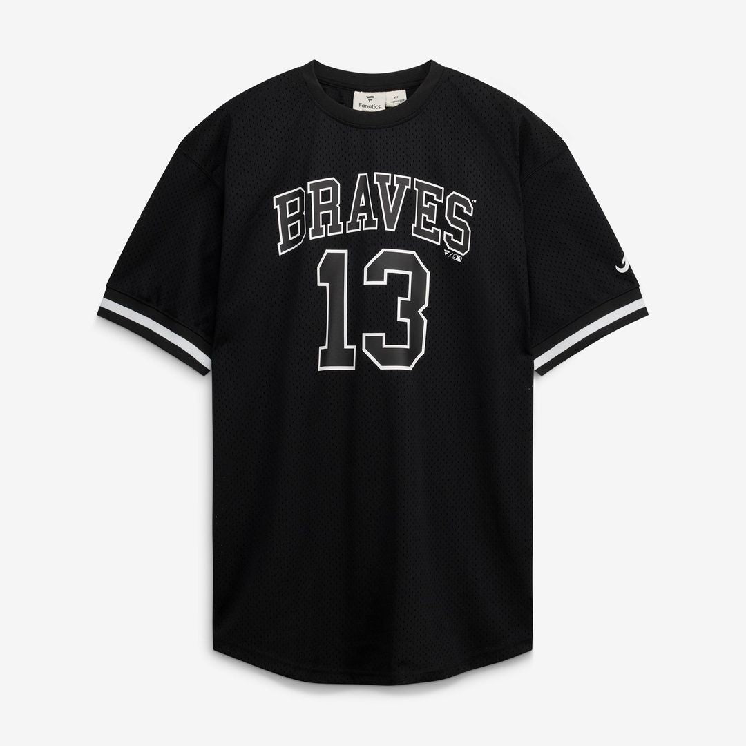 Men's Atlanta Braves Ronald Acuña Jr. Black/White Big & Tall Heavyweight Mesh Jersey