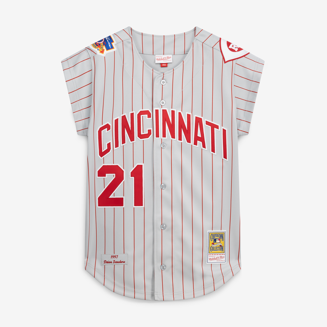 Men's Cincinnati Reds Deion Sanders Gray 1997 Jersey