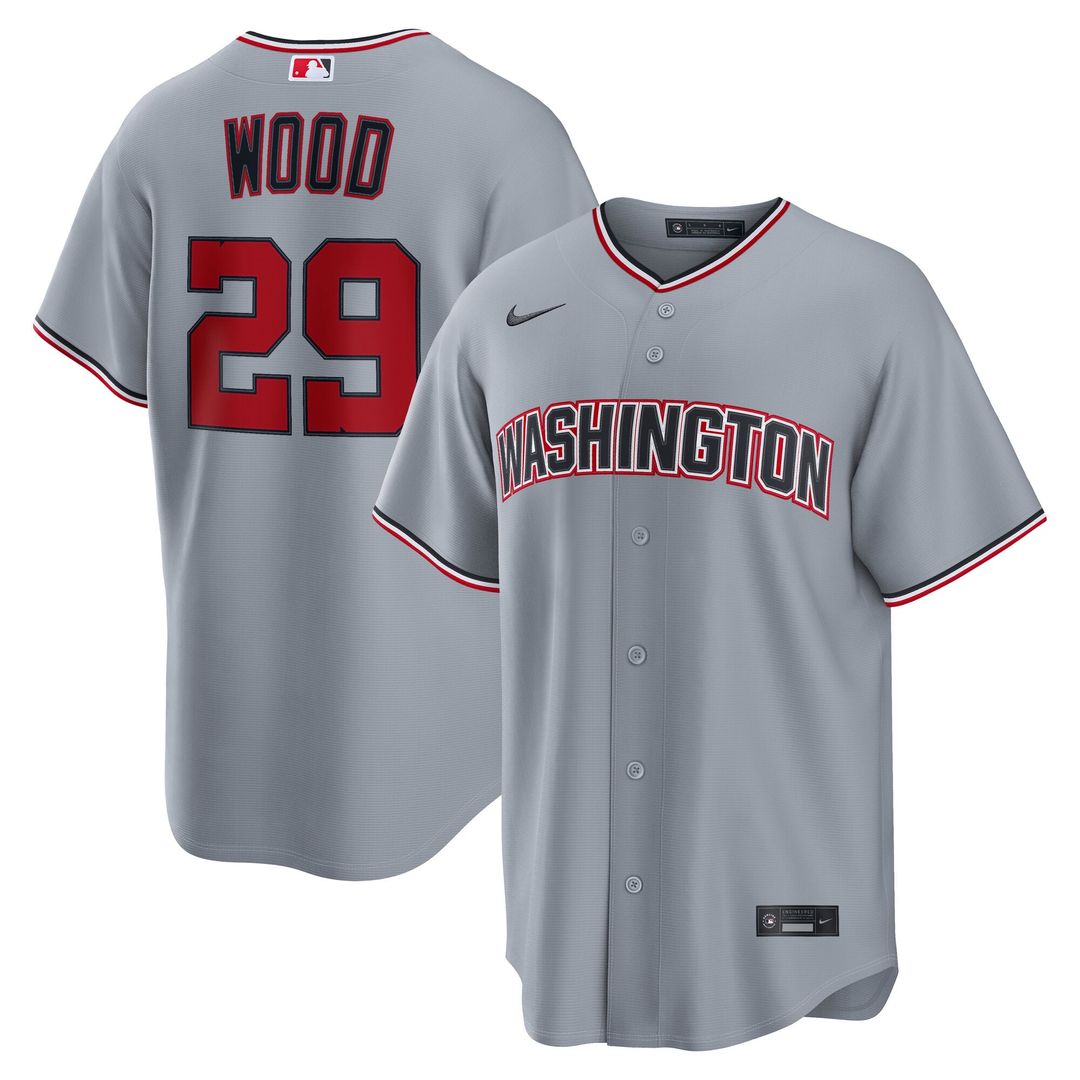 Men's Washington Nationals James Wood Navy Alternate Replica Jersey