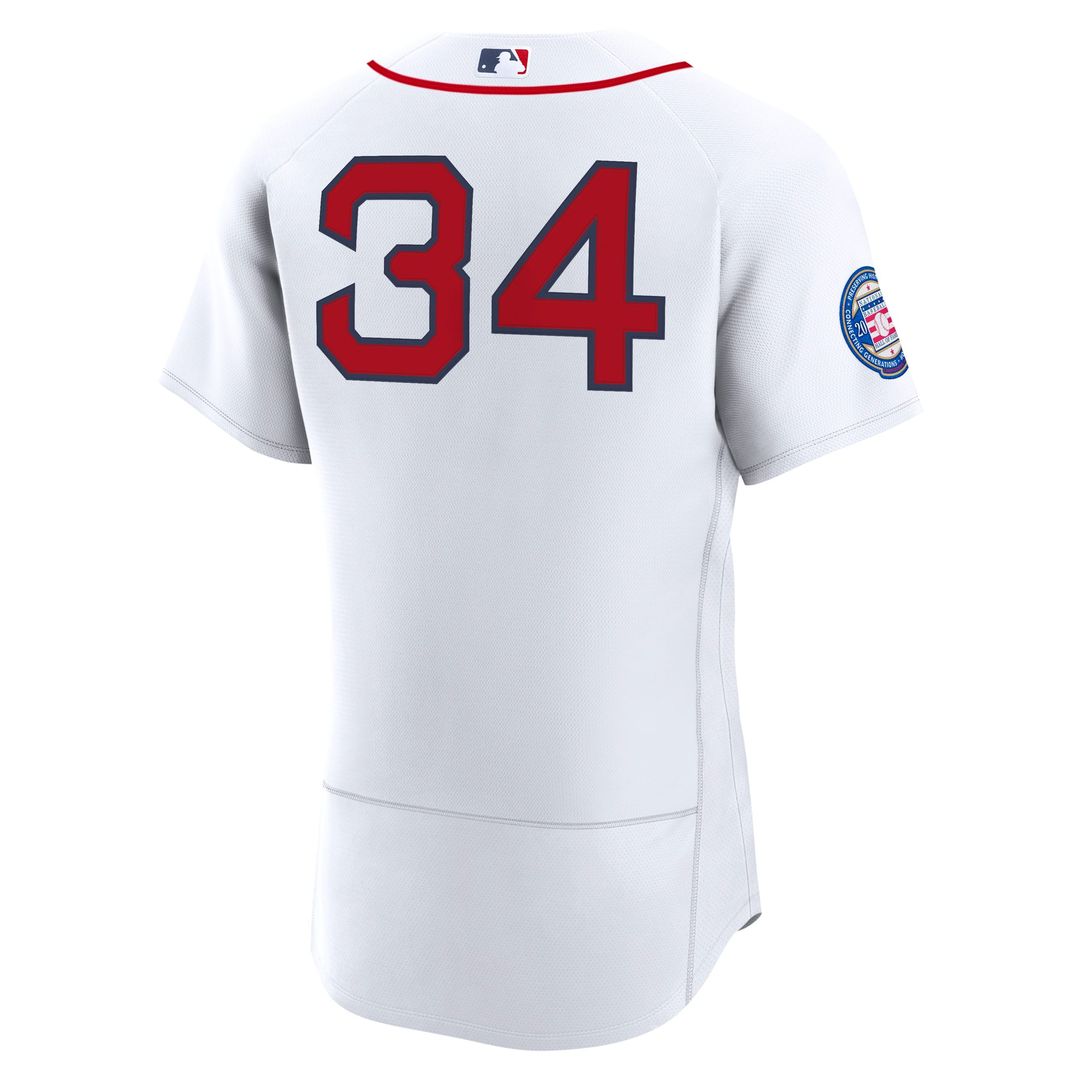 Men's Boston Red Sox David Ortiz White Home Retired 2022 Hall of Fame Patch Jersey