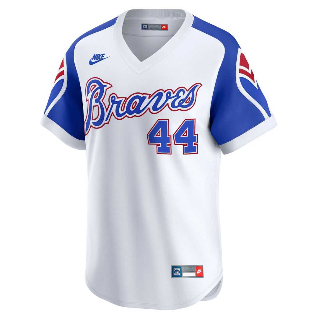 Men's Atlanta Braves Hank Aaron White Throwback Jersey