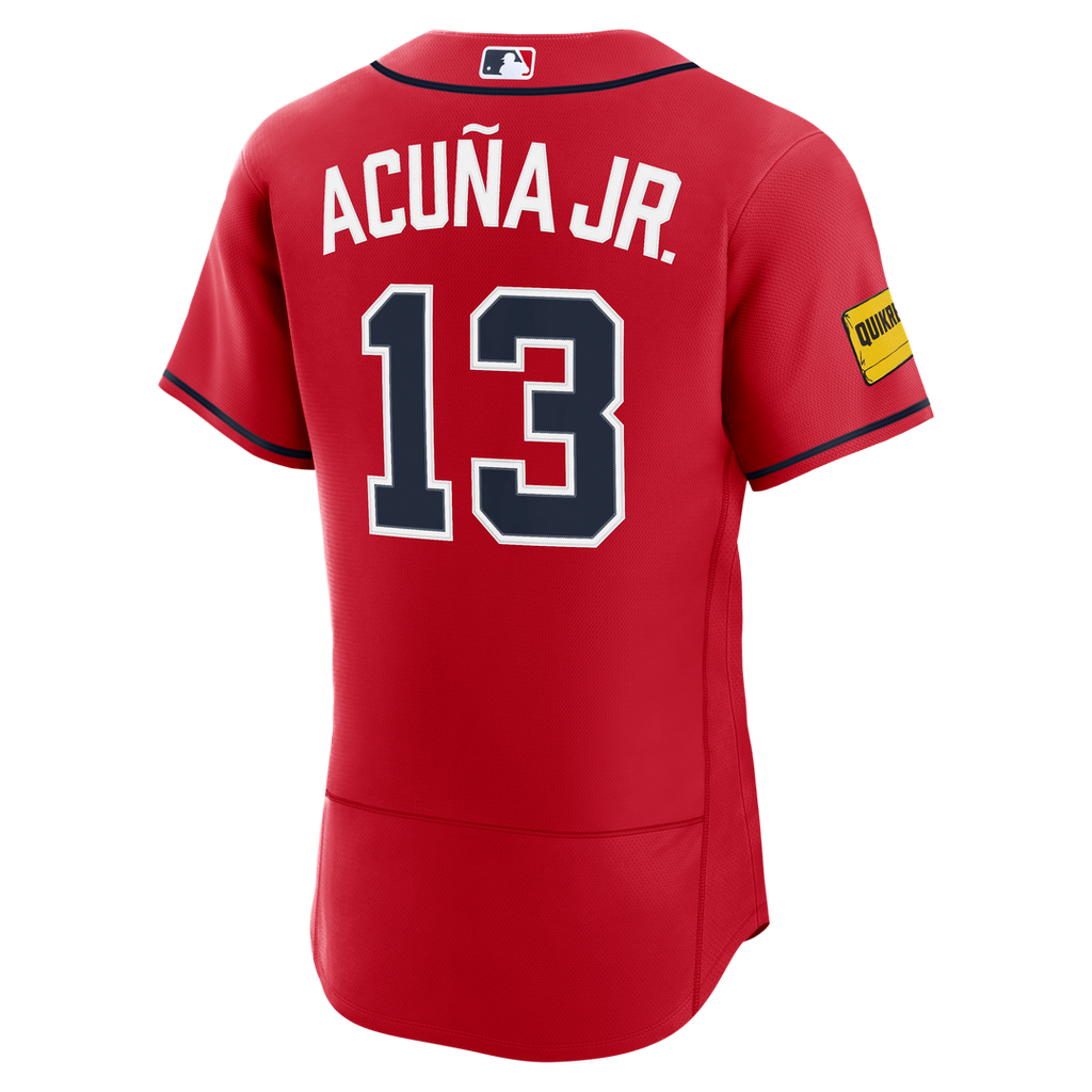 Men's Atlanta Braves Ronald Acuña Jr. Red Alternate Sponsor Patch Jersey
