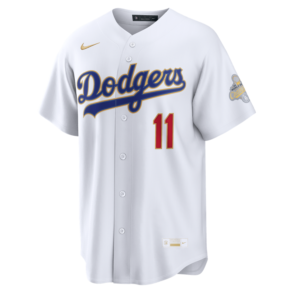 Men's Los Angeles Dodgers Roki Sasaki White 2026 Gold Collection Kanji Stadium Jersey