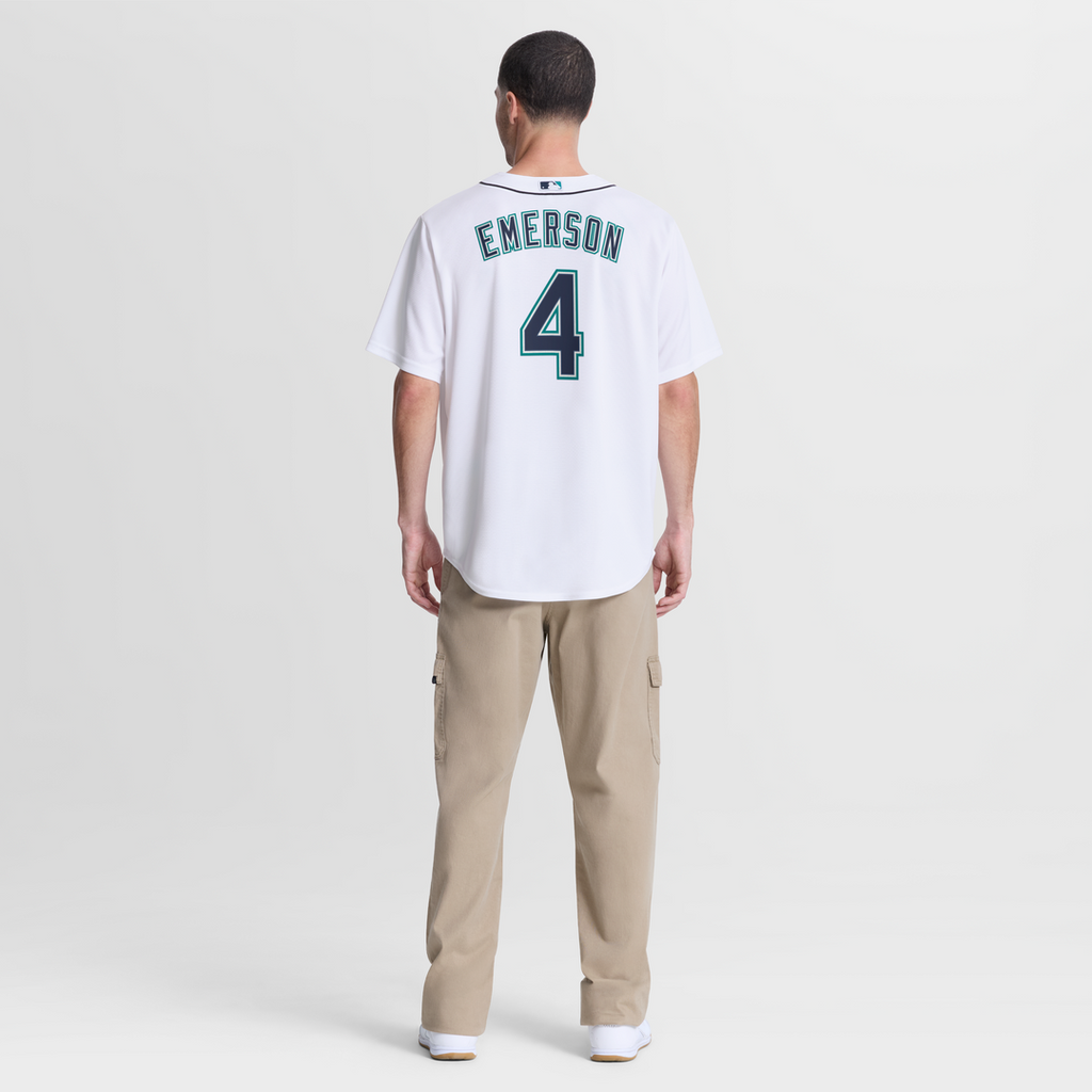 Men's Seattle Mariners Colt Emerson White Home Replica Jersey