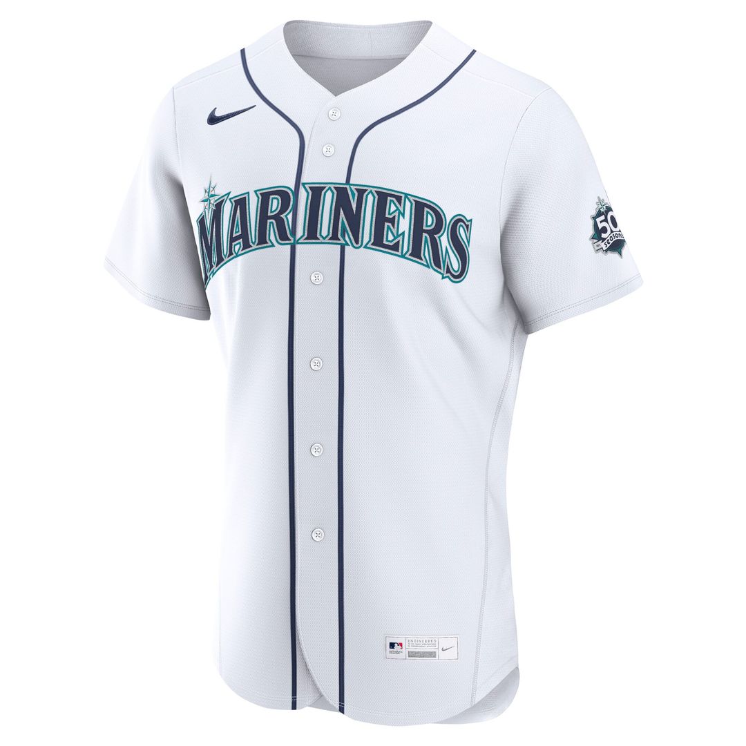 Men's Seattle Mariners Colt Emerson White Home 50th Season Jersey