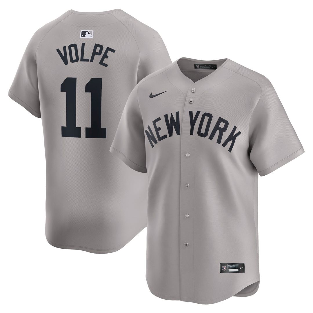 Men's New York Yankees Anthony Volpe Gray Away Player Jersey