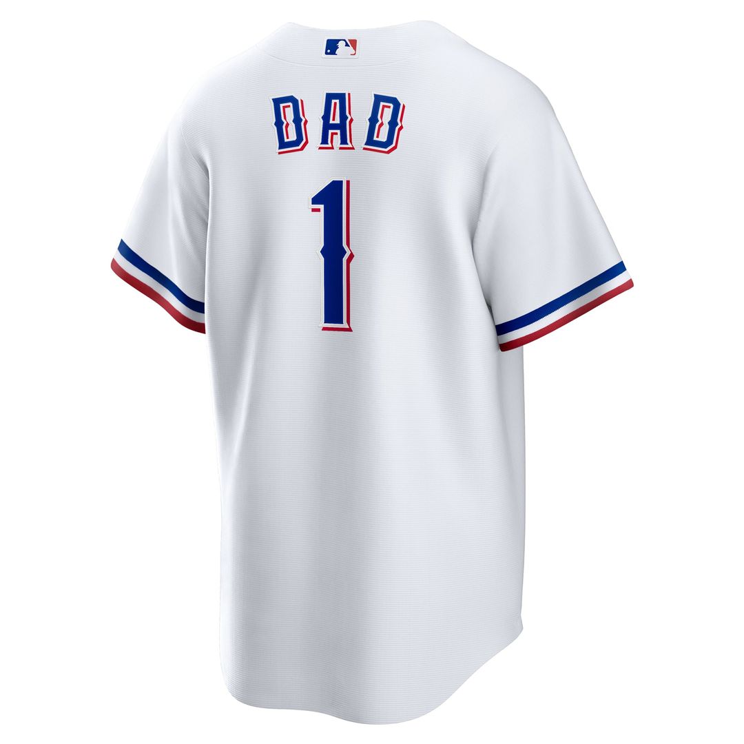 Men's Texas Rangers White #1 Dad Home Replica Jersey