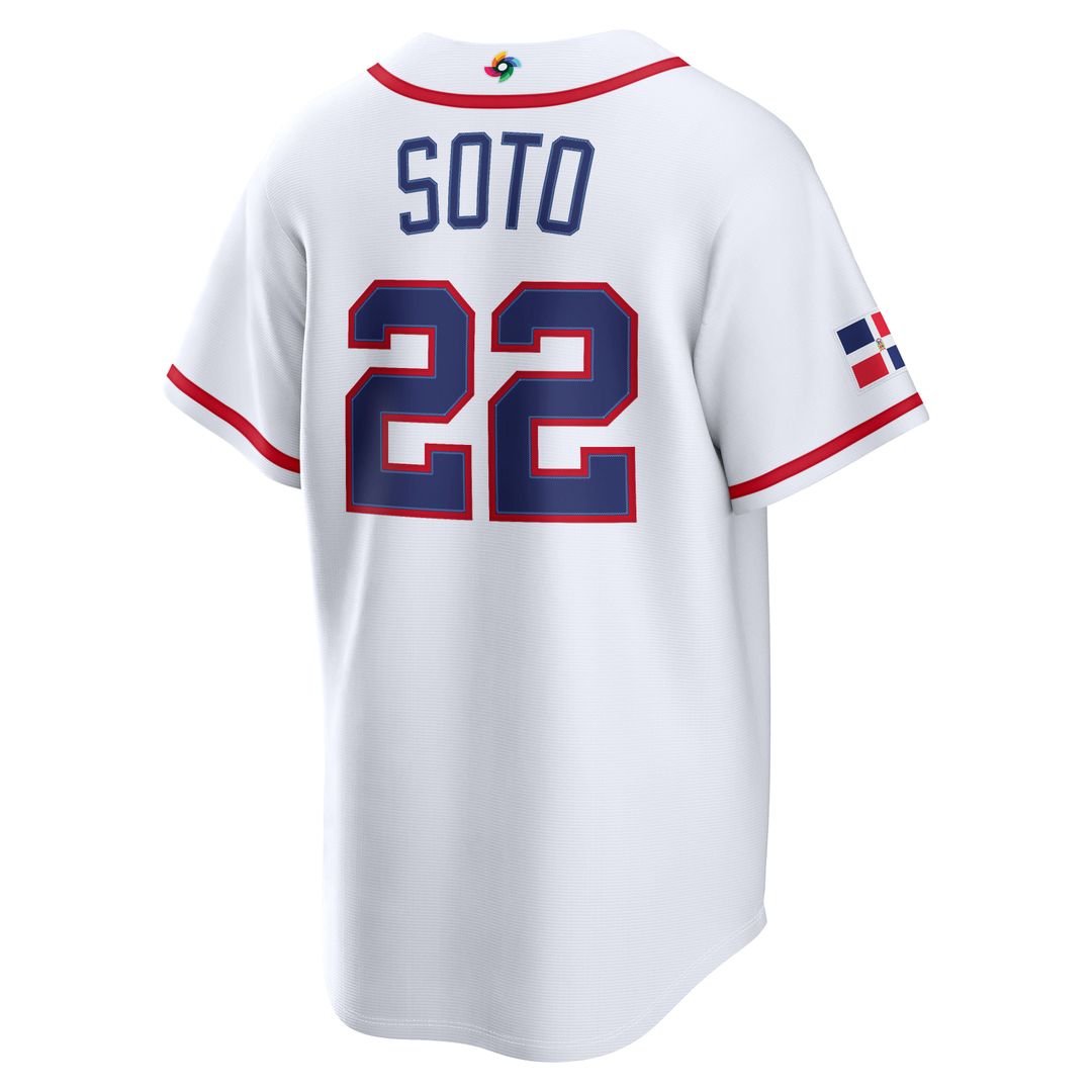 Men's Dominican Republic Baseball Juan Soto White 2026 World Baseball Classic Home Stadium Jersey