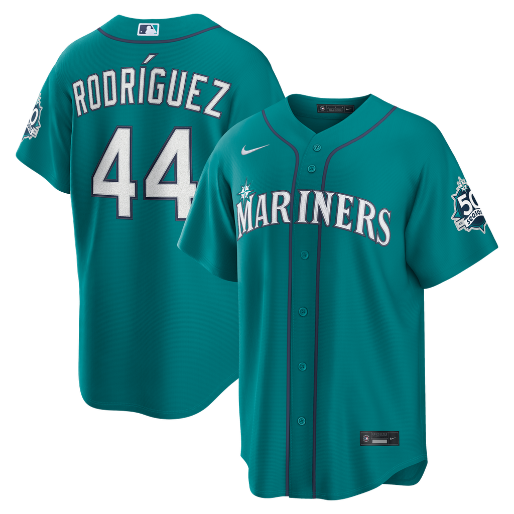 Men's Seattle Mariners Julio Rodríguez Teal Alternate Stadium 50th Season Patch Jersey